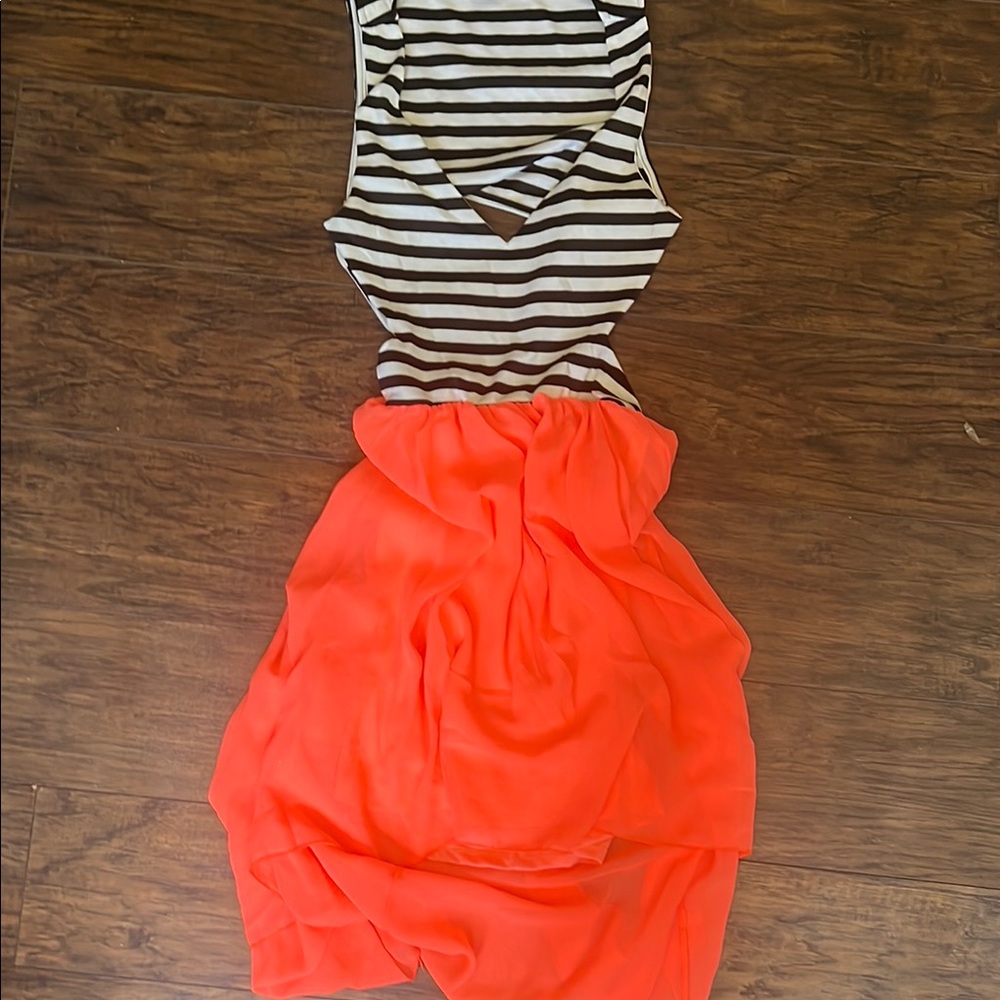 Bebe Black and White Striped Top
